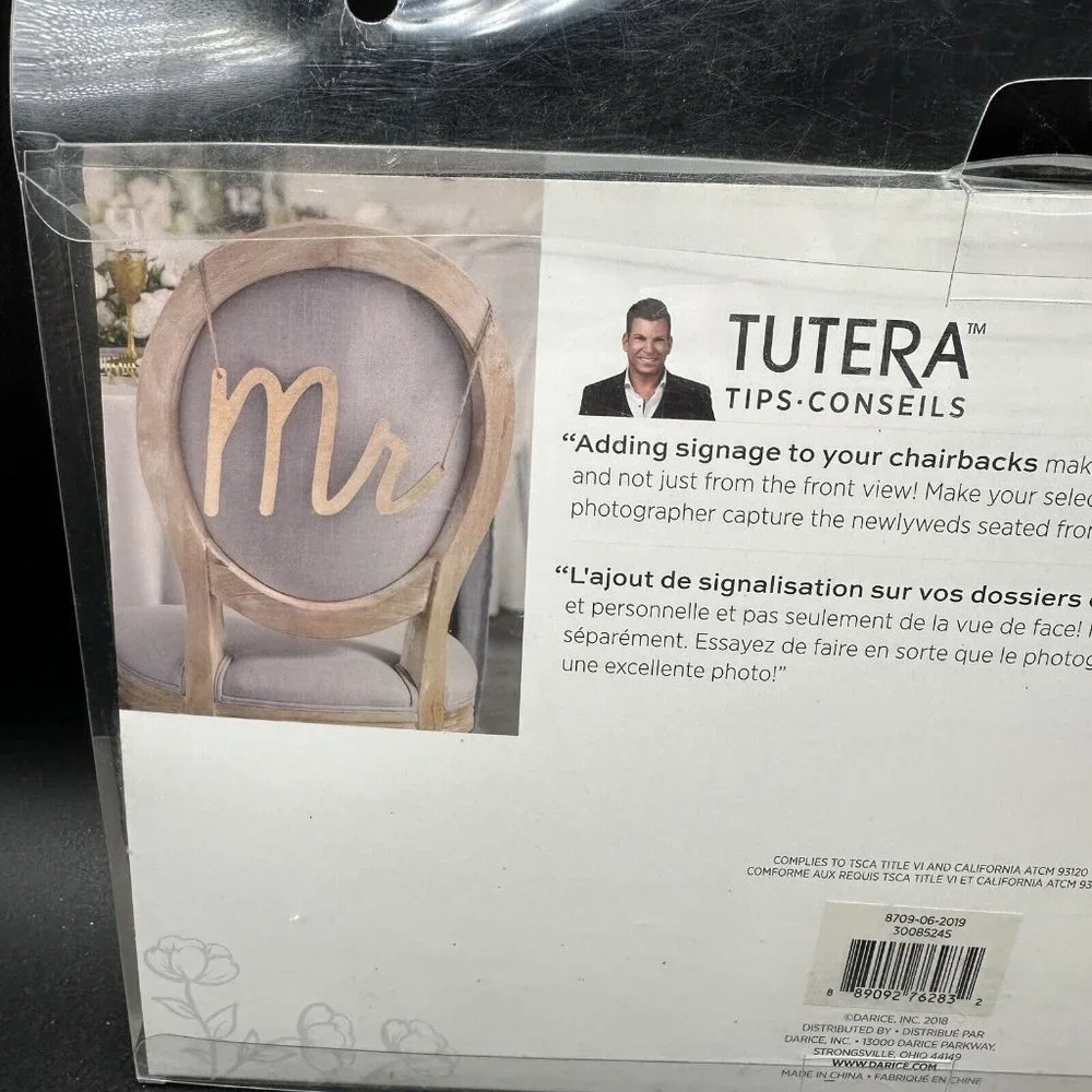 Wedding Celebration Gold Chair Sign David Tutera Mr Back of Chair Mr. Sign